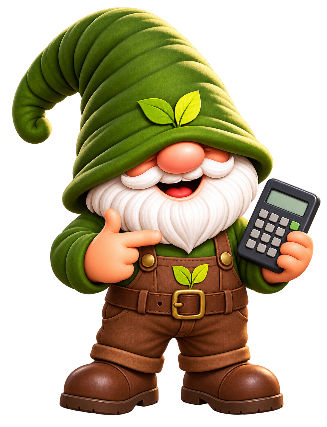 Gus holding a calculator