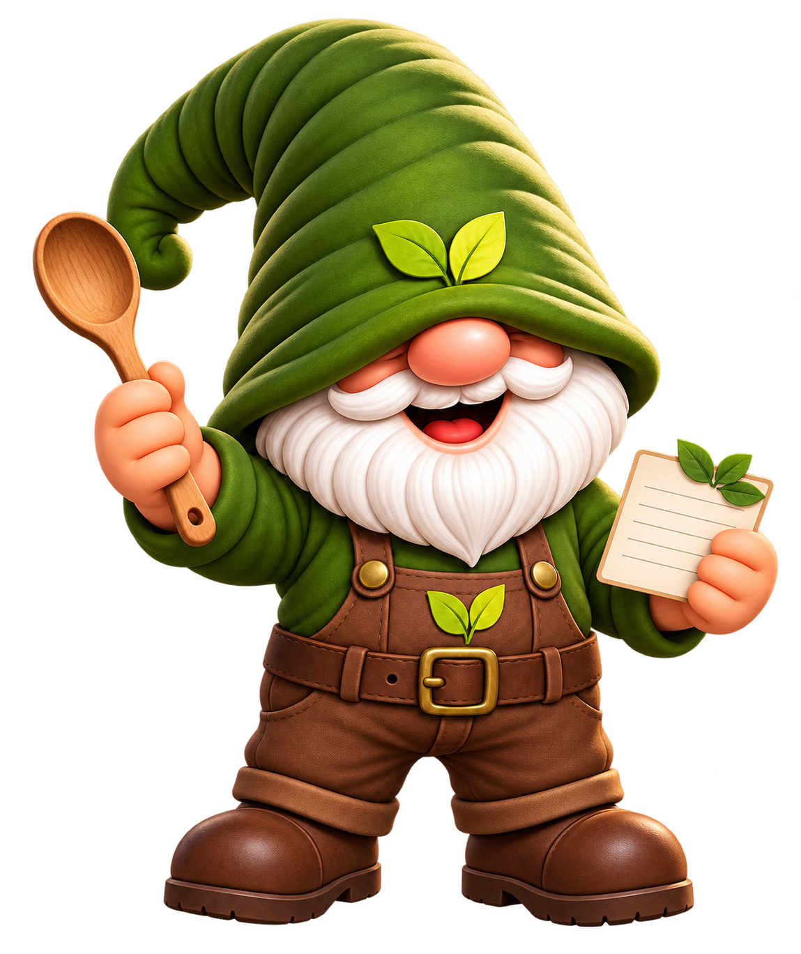 Gus holding a spoon and recipe card